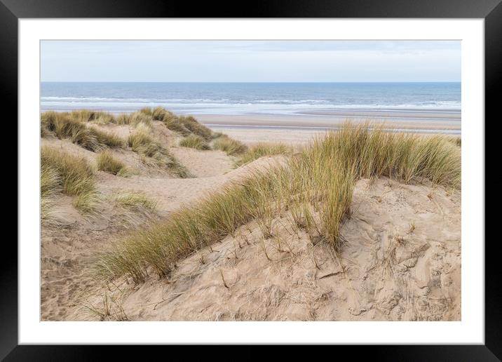 Overlooking the sand dunes onto Formby beach Framed Mounted Print by Jason Wells
