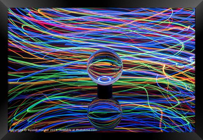 LENS BALL AND LIGHTS 1  Framed Print by Russell Mander