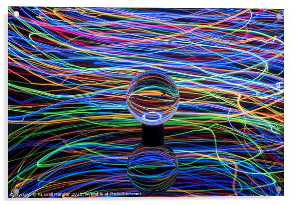 LENS BALL AND LIGHTS 1  Acrylic by Russell Mander
