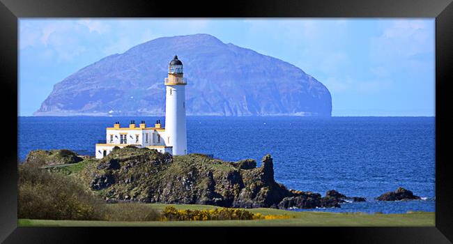 Lighthouse at Turnberry and Ailsa Craig Framed Print by Allan Durward Photography