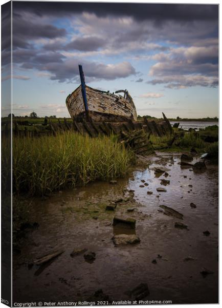 Maldon Wreck Canvas Print by Peter Anthony Rollings