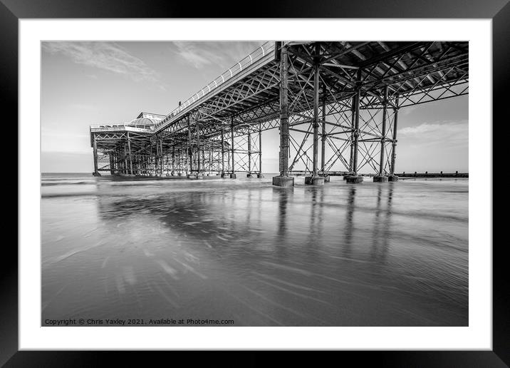 13 Looking up towards the wooden boardwalk of the Victorian pier Framed Mounted Print by Chris Yaxley