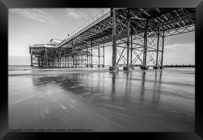 13 Looking up towards the wooden boardwalk of the Victorian pier Framed Print by Chris Yaxley
