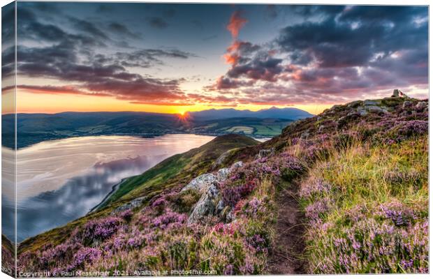 Holy Island Sunset Arran Scotland Canvas Print by Paul Messenger