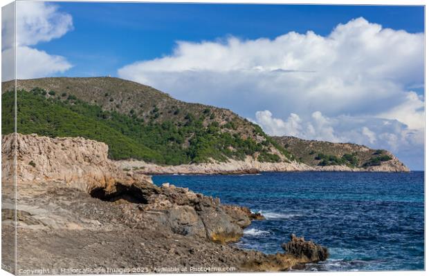 Cala Agulla bay and mountain Es Telégraf in Majorc Canvas Print by MallorcaScape Images