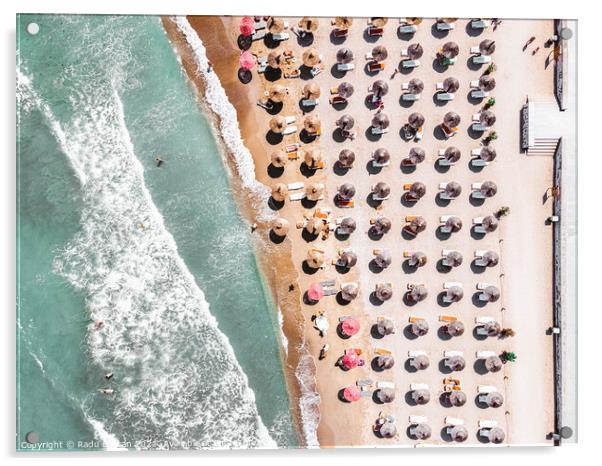 Ocean Print, Beach Umbrellas Print Acrylic by Radu Bercan