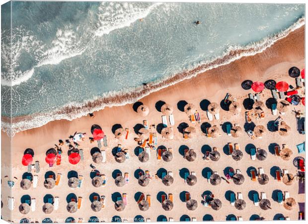 People On Beach, Aerial Beach Photography Canvas Print by Radu Bercan