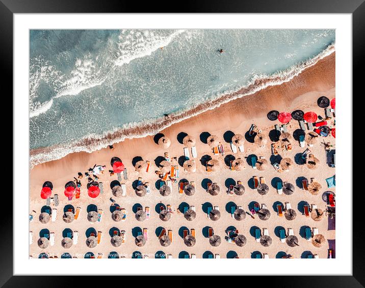 People On Beach, Aerial Beach Photography Framed Mounted Print by Radu Bercan