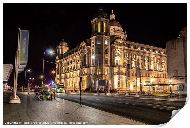 Port of Liverpool Building at Night Print by Philip Brookes