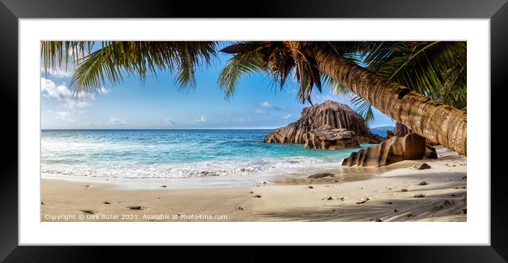 Tropical beach on La Digue Framed Mounted Print by Dirk Rüter