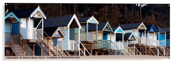 English blue Beach Huts Acrylic by Sonny Ryse