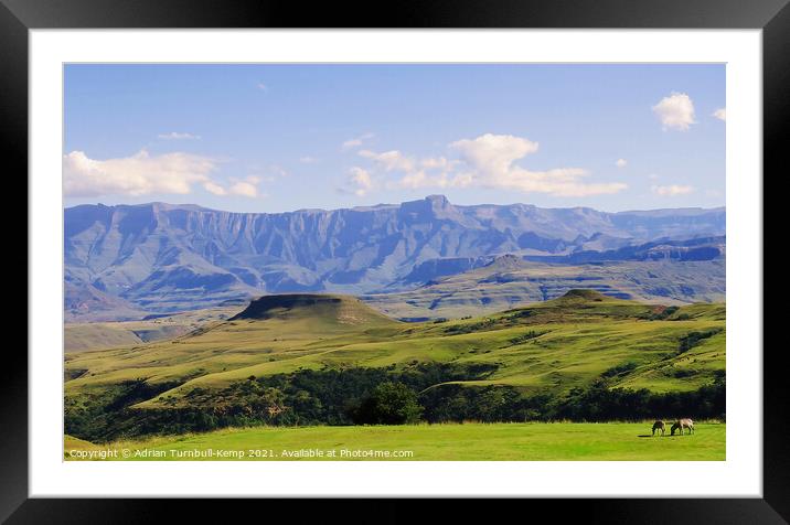 Amphitheatre and foothills, Northern Drakensberg, Kwazulu Natal Framed Mounted Print by Adrian Turnbull-Kemp