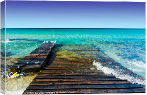 Jetty and ramp on the beach Canvas Print by Vicente Sargues