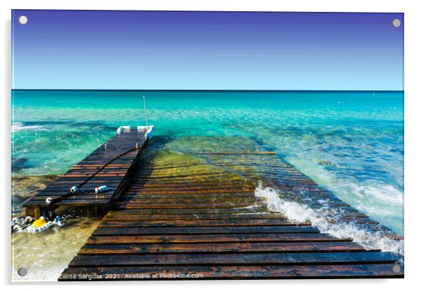 Jetty and ramp on the beach Acrylic by Vicente Sargues