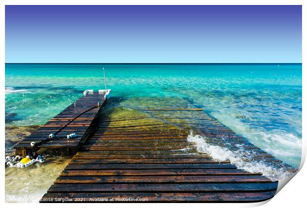 Jetty and ramp on the beach Print by Vicente Sargues