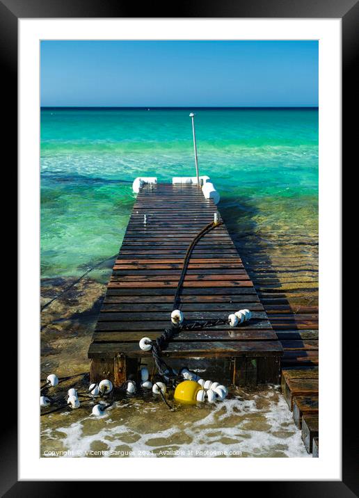 Pier and yellow buoy Framed Mounted Print by Vicente Sargues