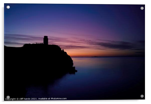 sunrise over Ha lighthouse in aberdour, fife, scotland. Acrylic by Scotland's Scenery