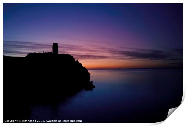 sunrise over Ha lighthouse in aberdour, fife, scotland. Print by Scotland's Scenery