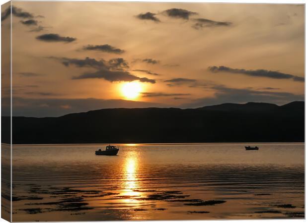 Vibrant Sunset over Scottish Loch Canvas Print by Wendy Williams CPAGB
