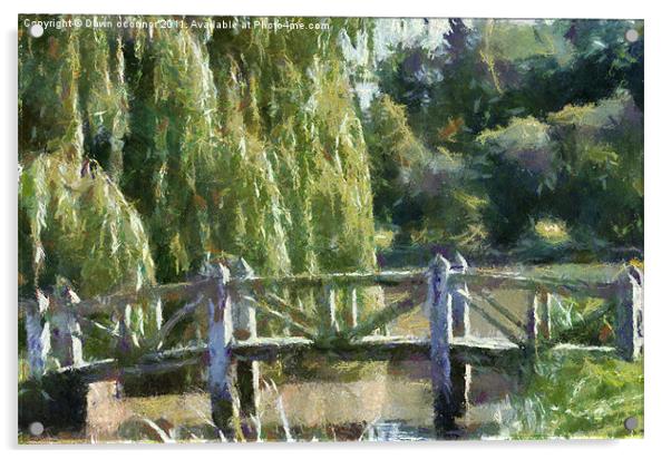 Wooden Bridge Monet Style Acrylic by Dawn O'Connor