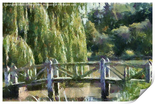 Wooden Bridge Monet Style Print by Dawn O'Connor