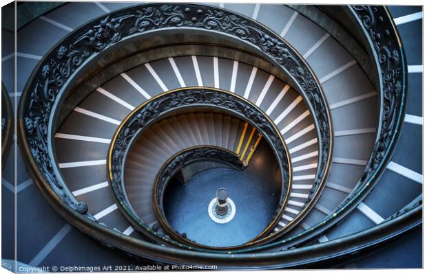 Vatican Bramante spiral staircase Canvas Print by Delphimages Art