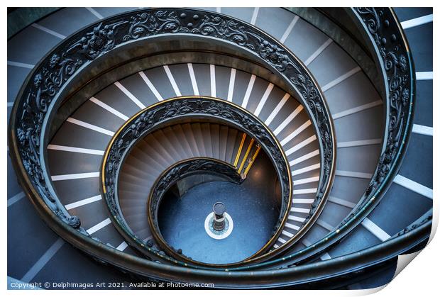 Vatican Bramante spiral staircase Print by Delphimages Art