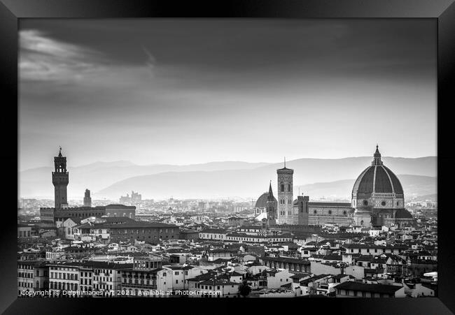 Florence Duomo black and white, Italy Framed Print by Delphimages Art