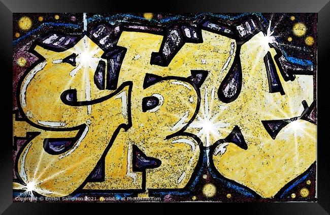 Graffiti Art, SKY, Digital Art By Ernest Sampson Framed Print by Ernest Sampson