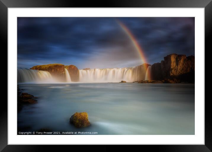 Godafoss Rainbow 2 Framed Mounted Print by Tony Prower