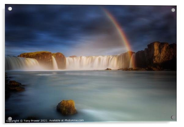 Godafoss Rainbow 2 Acrylic by Tony Prower