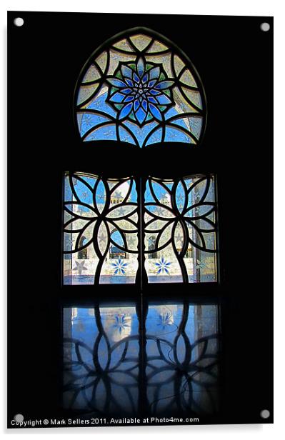 Sheikh Zayed Grand Mosque Foyer Window black Acrylic by Mark Sellers
