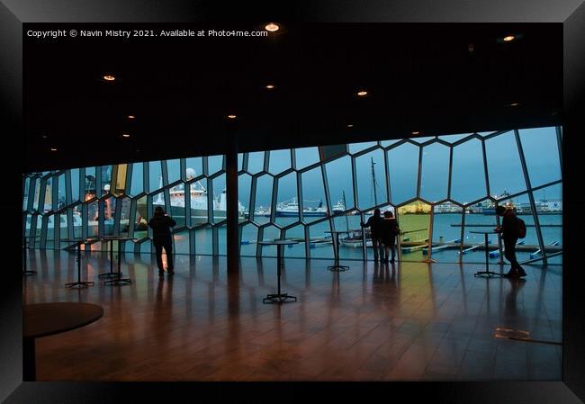 A view from the interior of the Harpa Concert hall, Reykjavik, Iceland  Framed Print by Navin Mistry