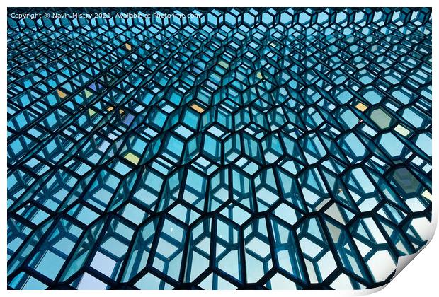 Windows of the Harpa Concert hall, Reykjavik, Iceland  Print by Navin Mistry