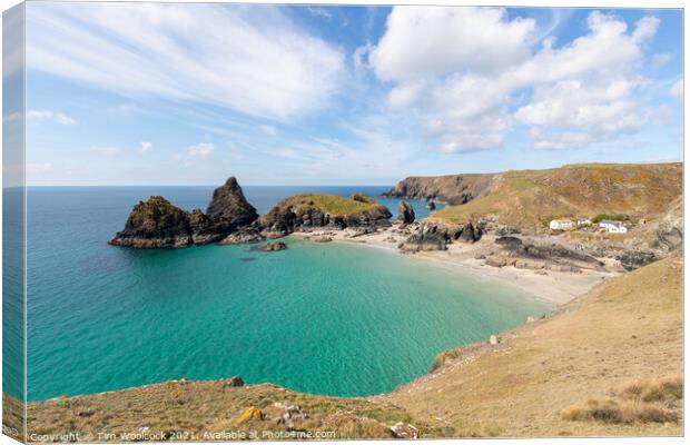 Kynance Cove on a stunning sunny day. Canvas Print by Tim Woolcock