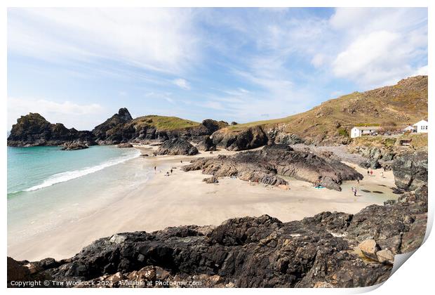 Kynance Cove on a stunning sunny day. Print by Tim Woolcock