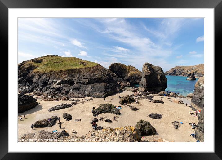 Kynance Cove on a stunning sunny day. Framed Mounted Print by Tim Woolcock