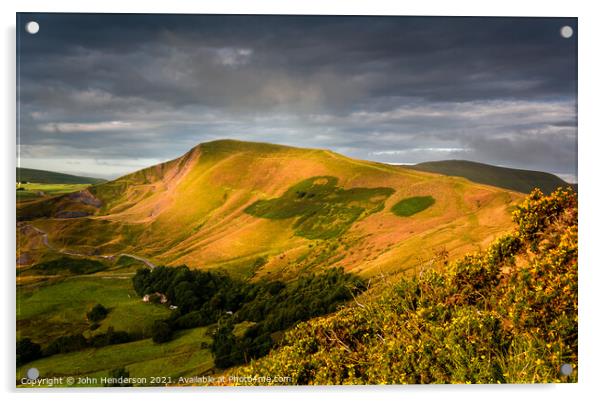 Mam Tor Sunrise Acrylic by John Henderson