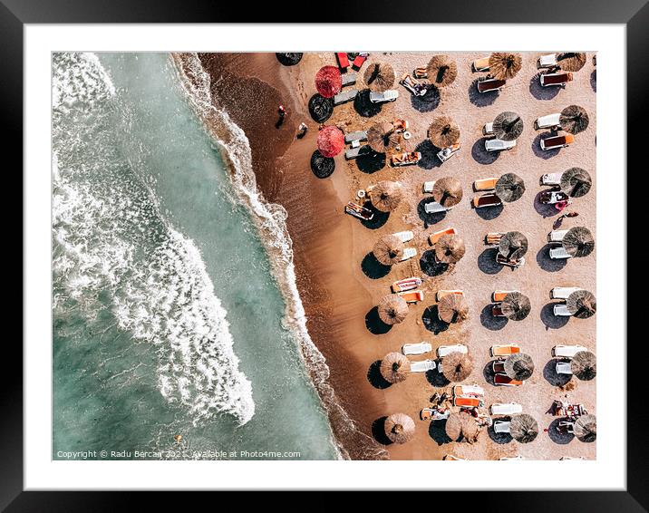 Aerial Beach Print, Beach Waves Photography Framed Mounted Print by Radu Bercan