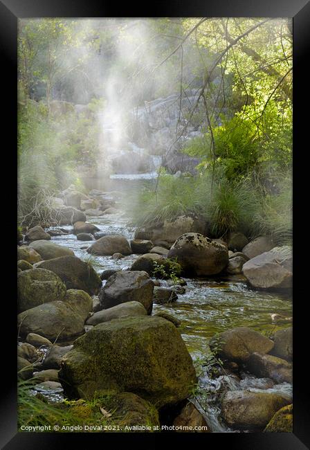 Gralheira River and Fog Framed Print by Angelo DeVal