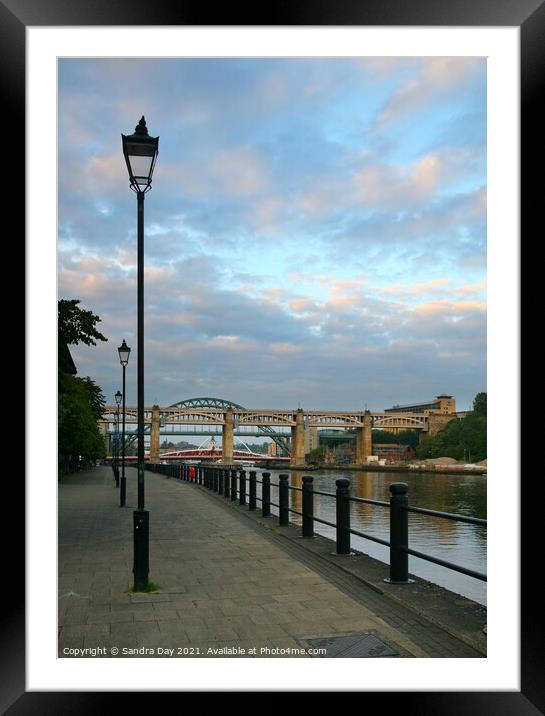 River Tyne Bridges Framed Mounted Print by Sandra Day