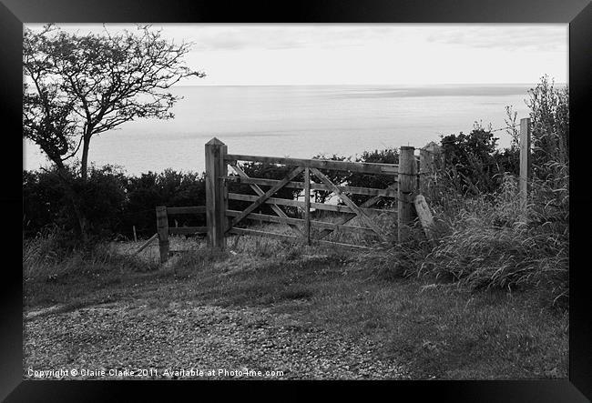 Gate, Gobbins Path, Islandmagee, Northern Ireland Framed Print by Claire Clarke