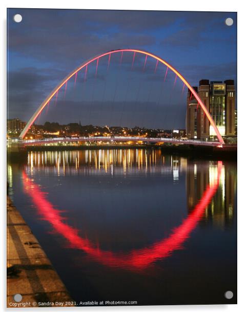  the Millennium Bridge and Newcastle Quayside Acrylic by Sandra Day