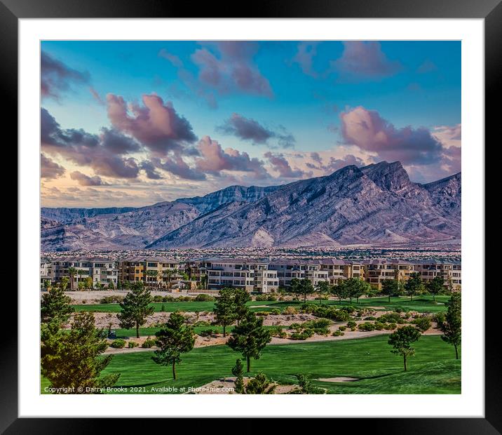 Golf Course with Mountains in Distance Framed Mounted Print by Darryl Brooks