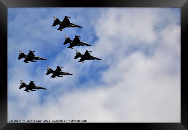 Air Force units over Warsaw, Poland Framed Print by Paulina Sator