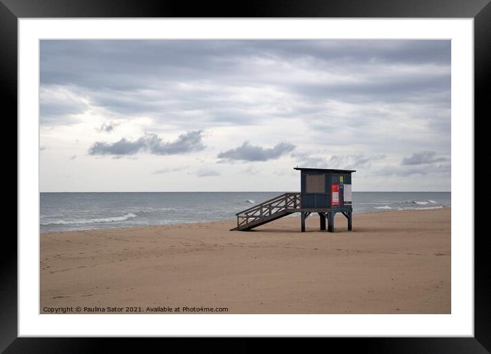Lifeguard tower at the beach. Wladyslawowo, Poland Framed Mounted Print by Paulina Sator