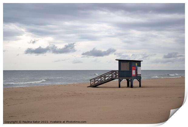 Lifeguard tower at the beach. Wladyslawowo, Poland Print by Paulina Sator