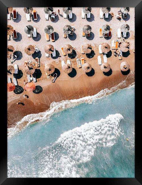 Ocean Print, Aerial Beach Print Wall Decor Framed Print by Radu Bercan
