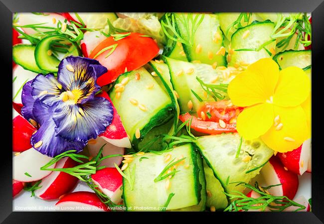 Spring vegetable salad with flowers,food background Framed Print by Mykola Lunov Mykola
