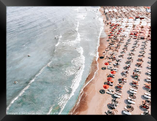 Aerial Ocean Print, Sea Summer Beach Print Framed Print by Radu Bercan